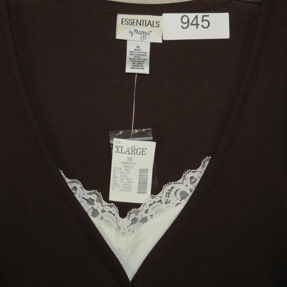 Essentials* Women's 3/4 Sleeve V-Neck Straight Hem Pullover Lace Blouse~ Size XL - Picture 8 of 15